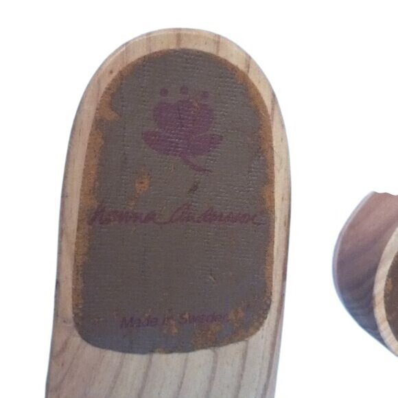 Hanna Andersson EU 36 US 5.5 Swedish Wooden Slide Sandals Blue Leather Vintage - Picture 4 of 8